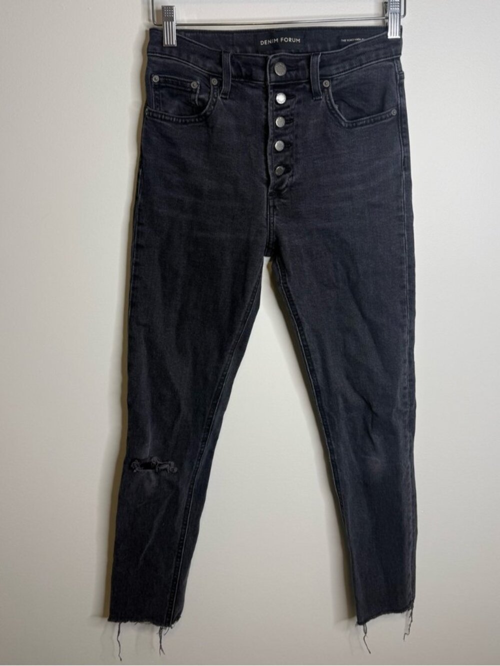 Denim Forum The Yoko High Rise Slim Jeans Black Organic Cotton Size 25